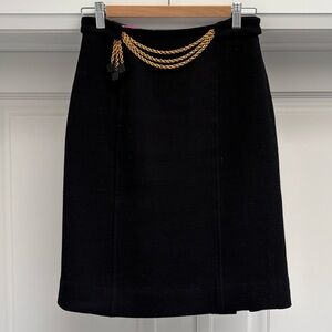 MILLY Skirt with Triple Gold Chain and Black Acrylic Lucite Belt Accents